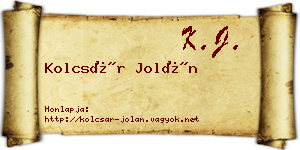Kolcsár Jolán névjegykártya